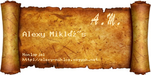 Alexy Miklós névjegykártya
