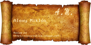 Alexy Miklós névjegykártya